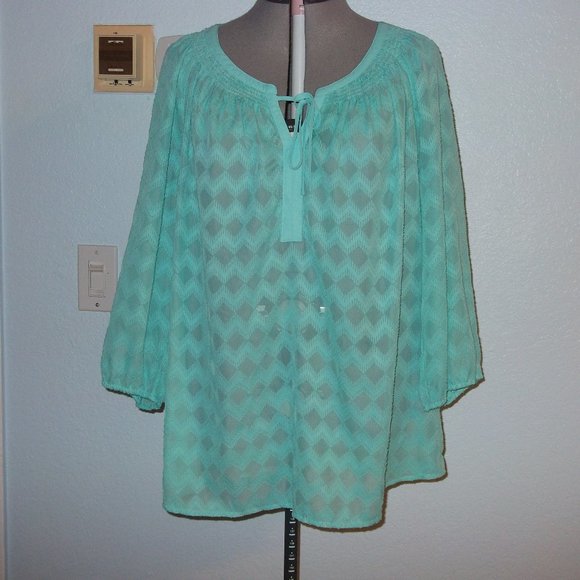 croft & barrow Tops - Croft and Barrow Plus Size 1X Blue Sheer Blouse